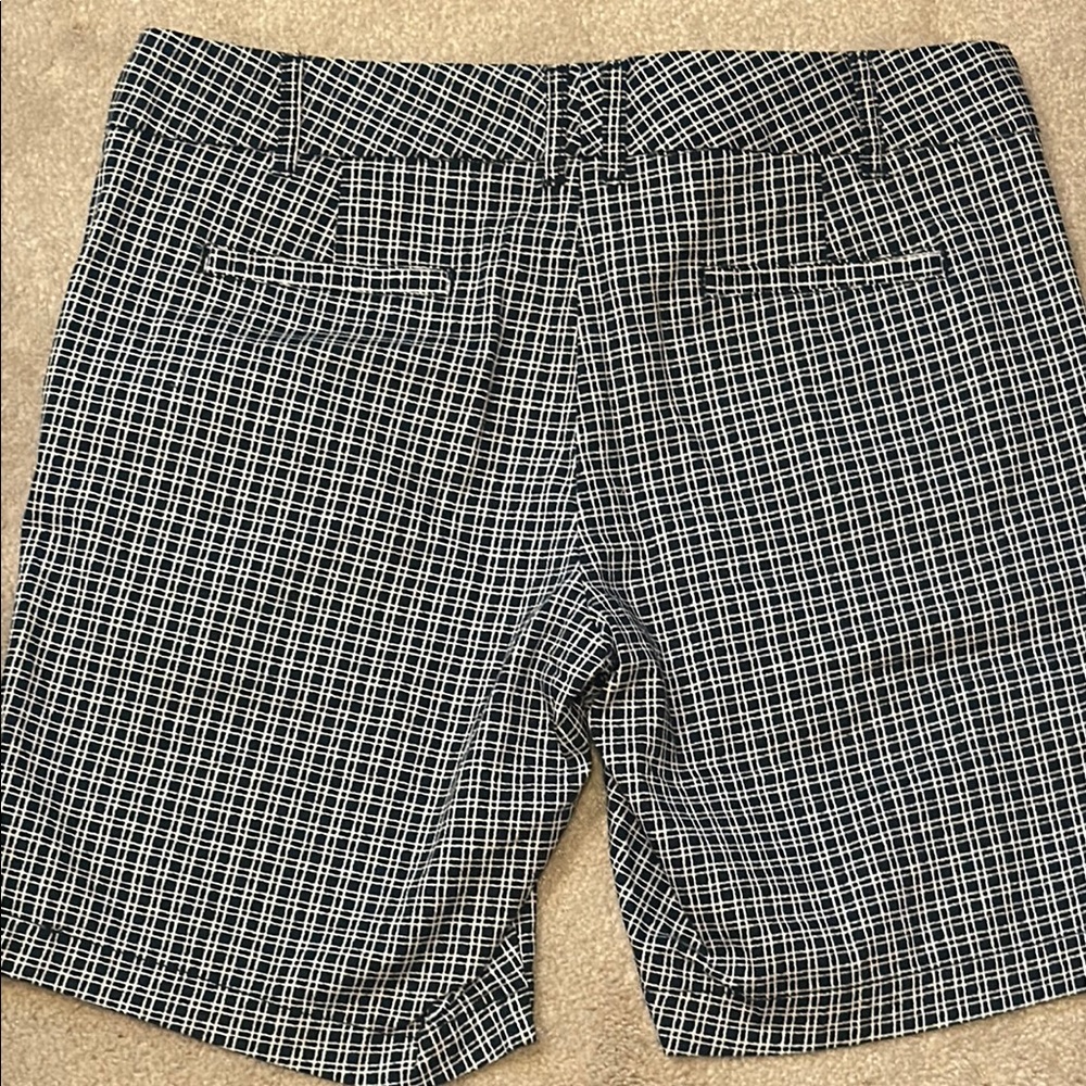 Navy and White Flat Front Bermuda Shorts - Picture 5 of 5